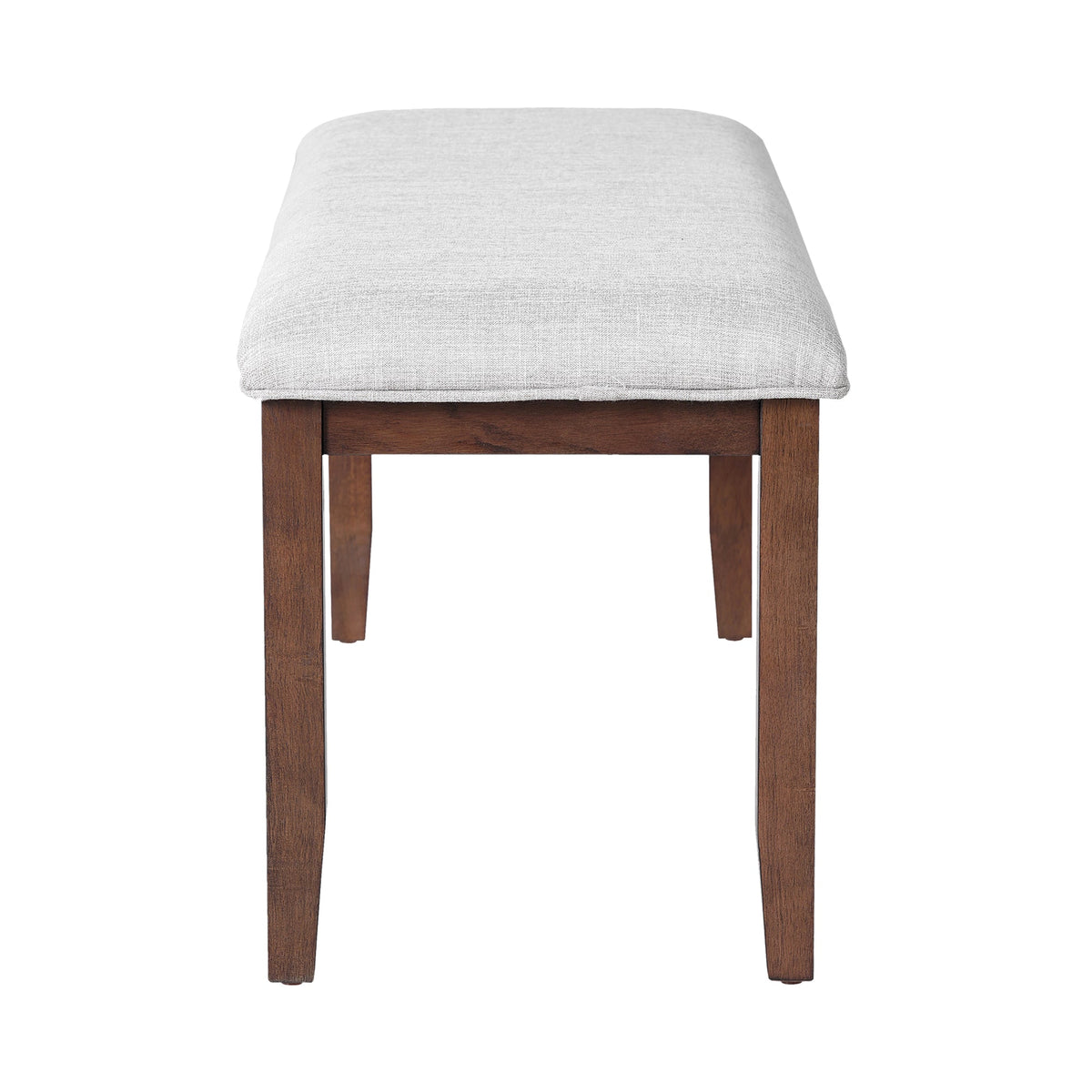 Upholstered bench by HouseOfZazla with light gray linen cushion and solid wood legs on Tampa Home & Garden Store