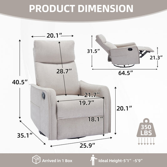 Heat Massage Manual Recliner Chair by HouseOfZazla with rocker and swivel beige fabric on Tampa Home & Garden Store