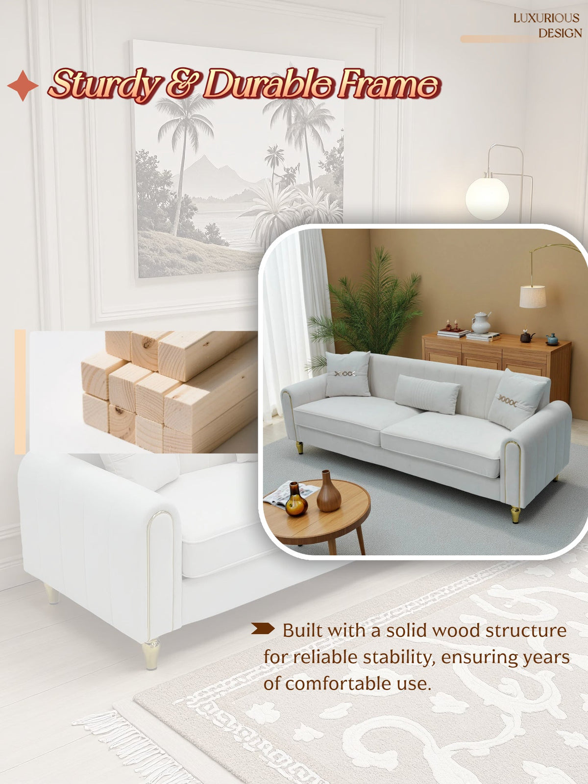 FX P11 CW Plush 3 Seater Sofa for Living Room