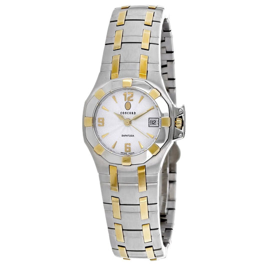 Concord Saratoga steel watch two-tone bracelet with gold accents and date window on Tampa Home & Garden Store