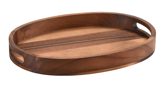 Handcrafted solid acacia oval serving tray, dark wood finish, Kalmar Home on Tampa Home & Garden Store