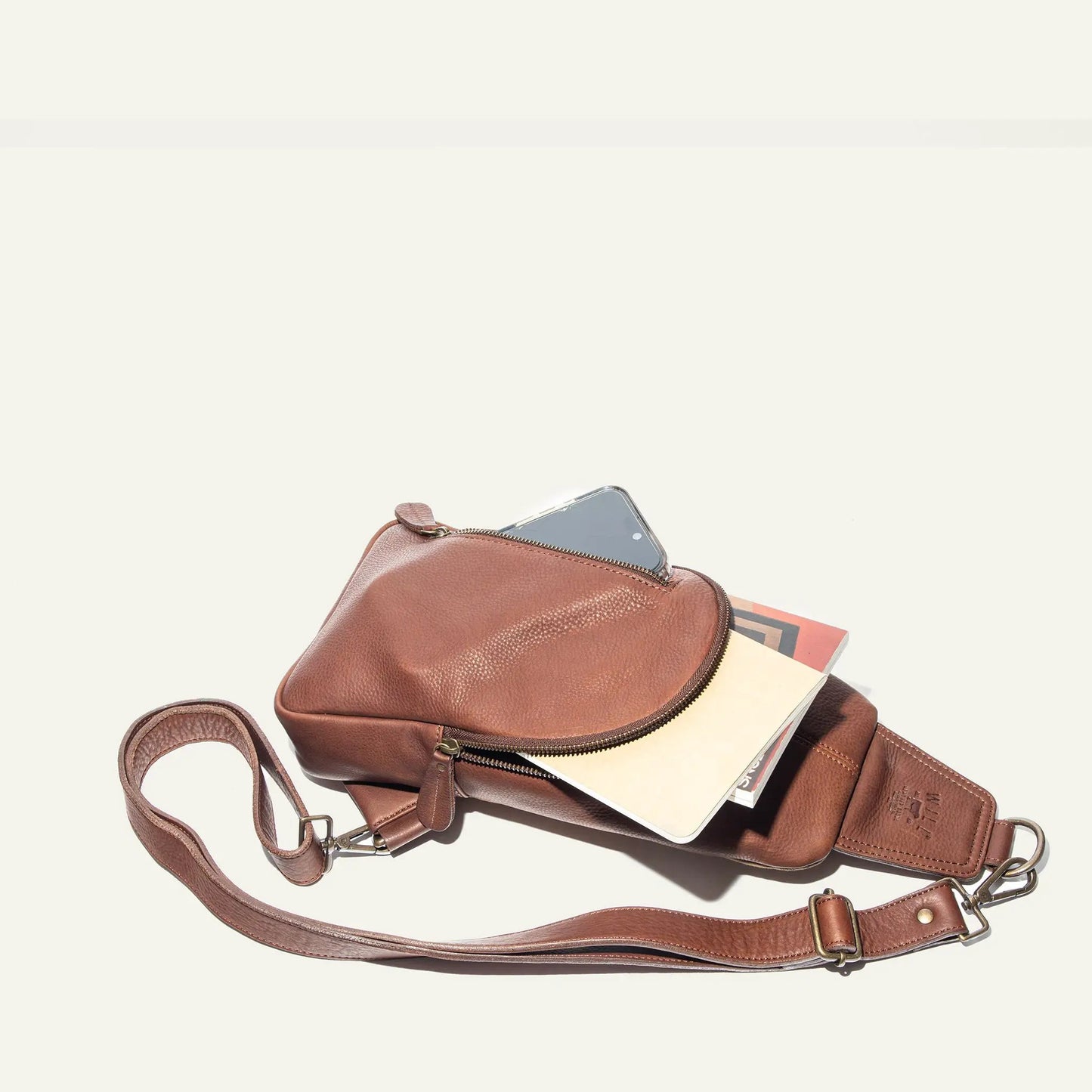 Full Grain Leather Zip Around Sling brown fanny pack by Will Leather Goods with zip closure on Tampa Home & Garden Store