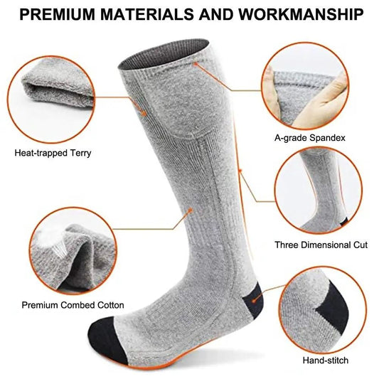 Remote Control Heated Socks with USB charging; gray premium knit with heat-trapped terry on Tampa Home & Garden Store