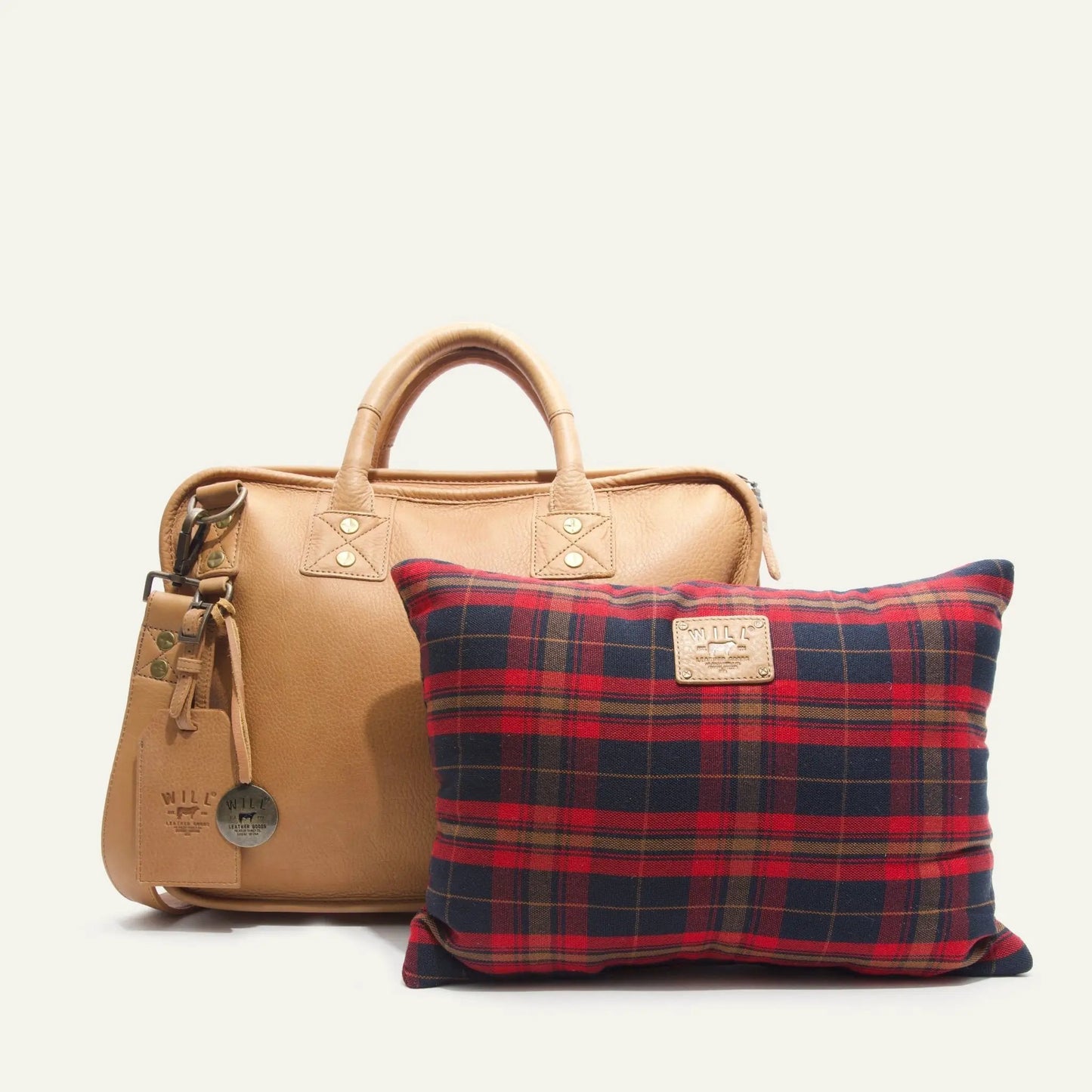 Hank Double Zip Leather Briefcase and Sleeve, tan leather laptop bag by Will Leather Goods on Tampa Home & Garden Store