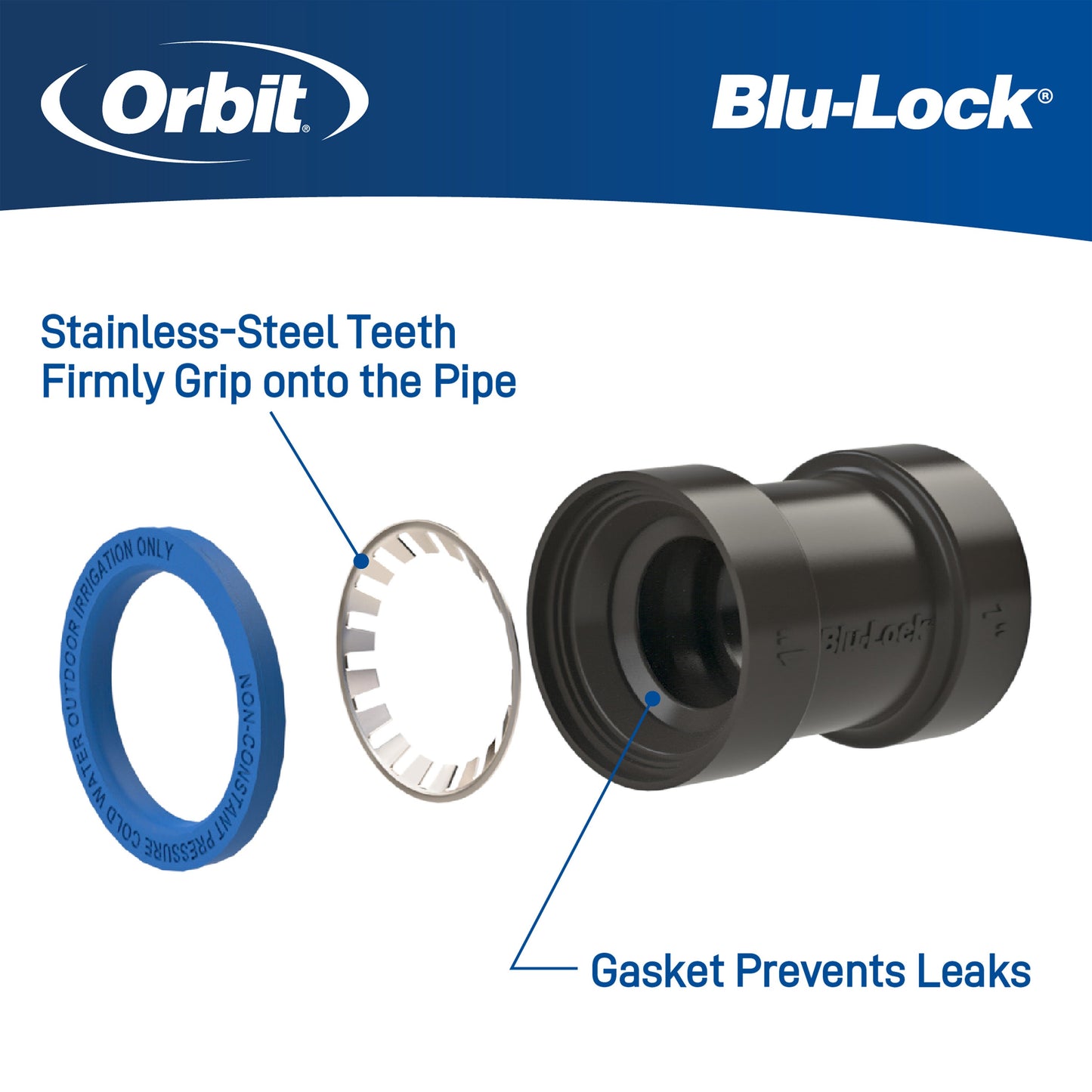 3/4 in Blu-Lock x 1/2 in FPT reducing tee Orbit Irrigation black plastic pipe connector on Tampa Home & Garden Store