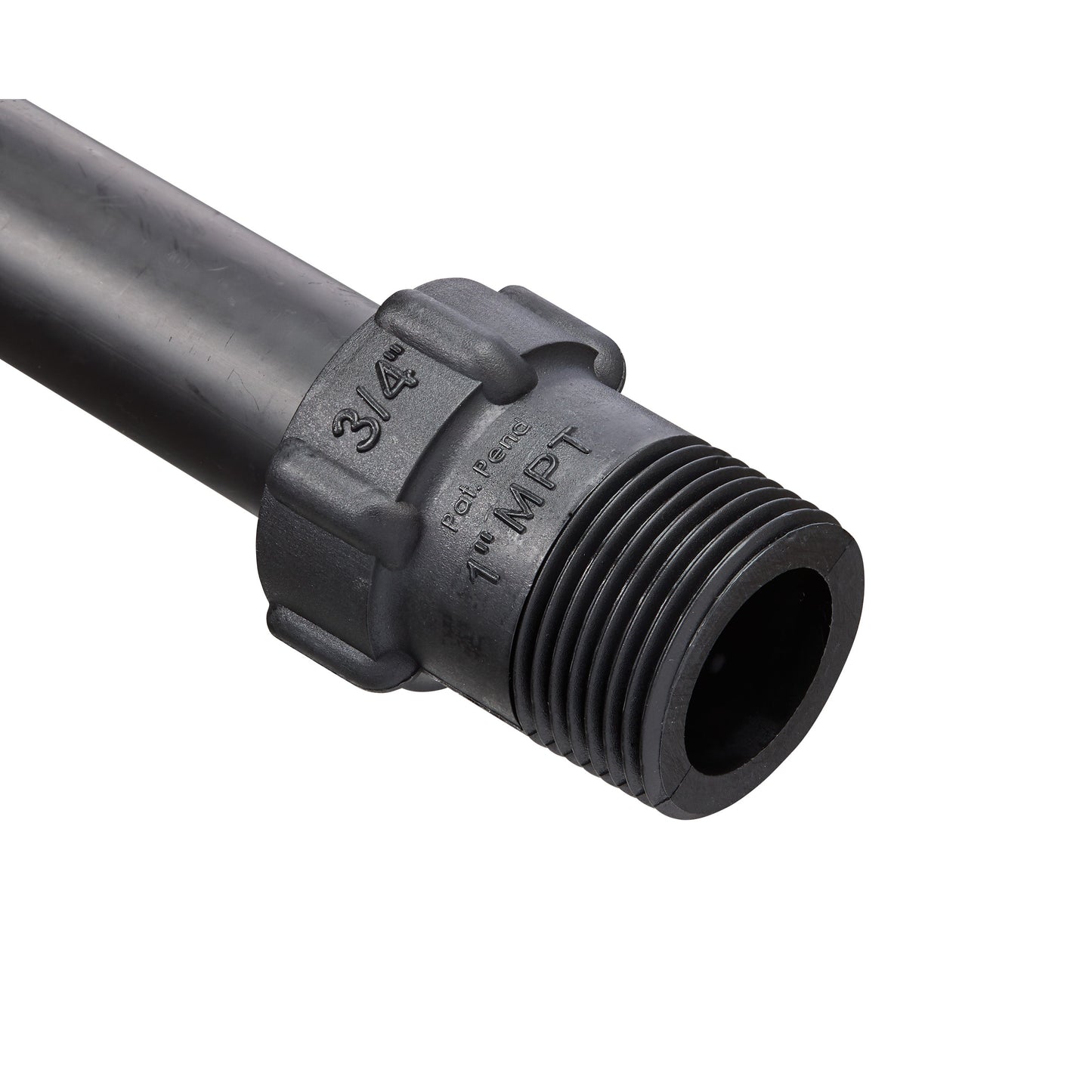 Blu-Lock 3/4 in to 1 in MPT adapter by Orbit Irrigation, black plastic on Tampa Home & Garden Store