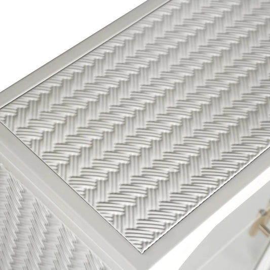 Glass Doors Wall Cabinet panel with textured diamond plate metal surface and diagonal trim on Tampa Home & Garden Store