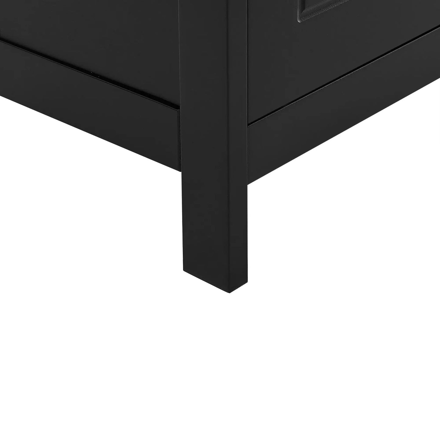 Bathroom storage cabinet with two doors in black finish, sturdy leg base on Tampa Home & Garden Store