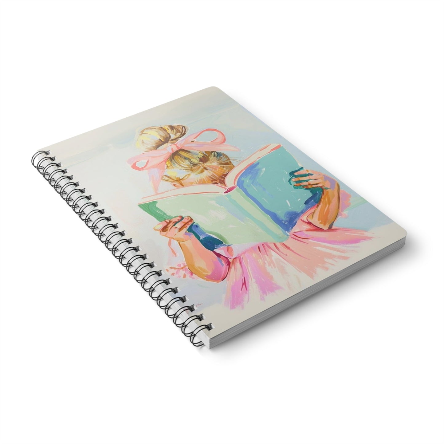 Mai Autumn A5 wirobound notebook with pastel girl reading illustration cover lined journal on Tampa Home & Garden Store