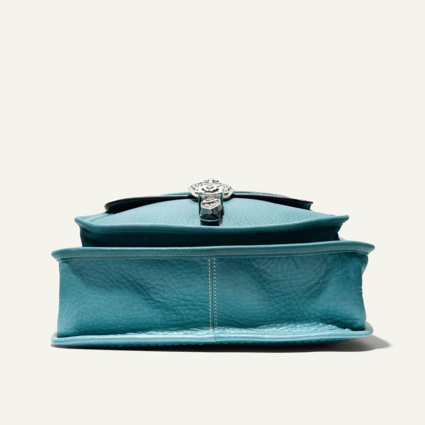 Odessa Leather Crossbody Bag in teal with Western buckle by Will Leather Goods on Tampa Home & Garden Store