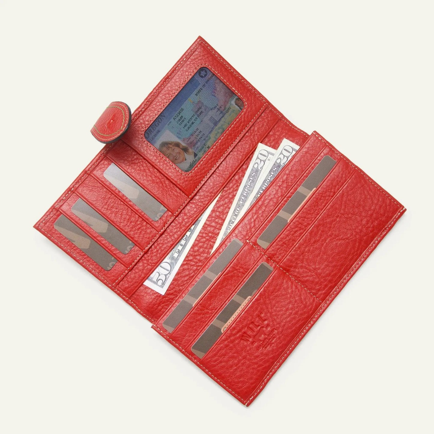 Lasso East West Wallet red leather with card slots and ID window by Will Leather Goods on Tampa Home & Garden Store