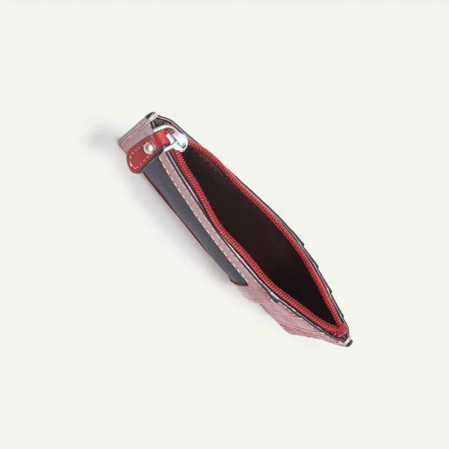 Will Leather Goods Lasso Petite Card Stacker Wallet in red leather with pink trim on Tampa Home & Garden Store
