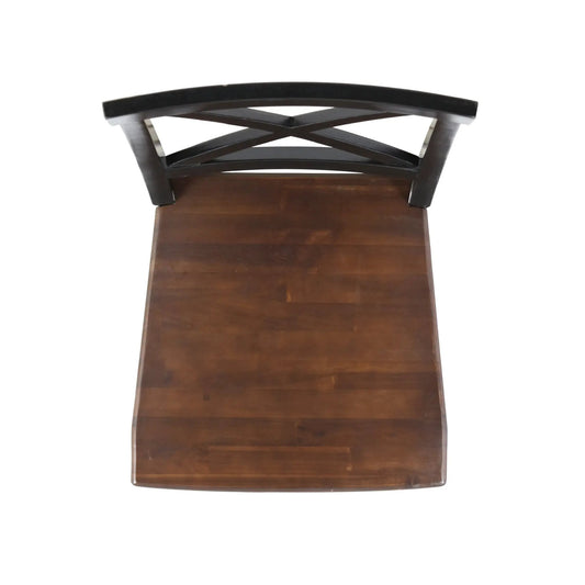 Roshan Farmhouse Acacia Wood Chair with black walnut finish and X-back design on Tampa Home & Garden Store