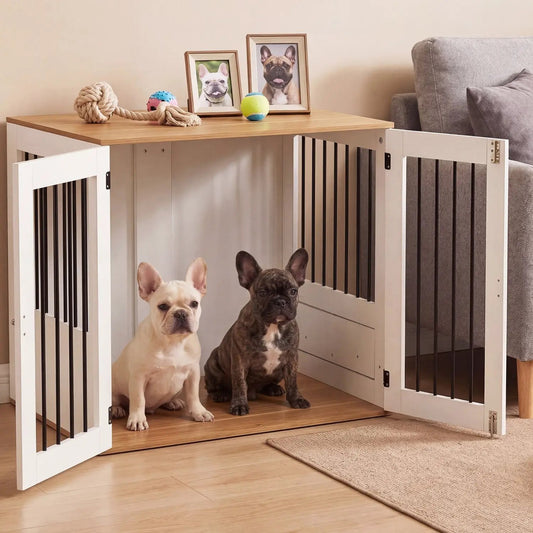 Wooden Dog Crate Furniture With Double Lock Doors