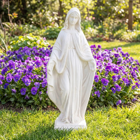 31.5 inch Virgin Mary statue with aged white finish, DirectDeals garden sculpture for patio on Tampa Home & Garden Store