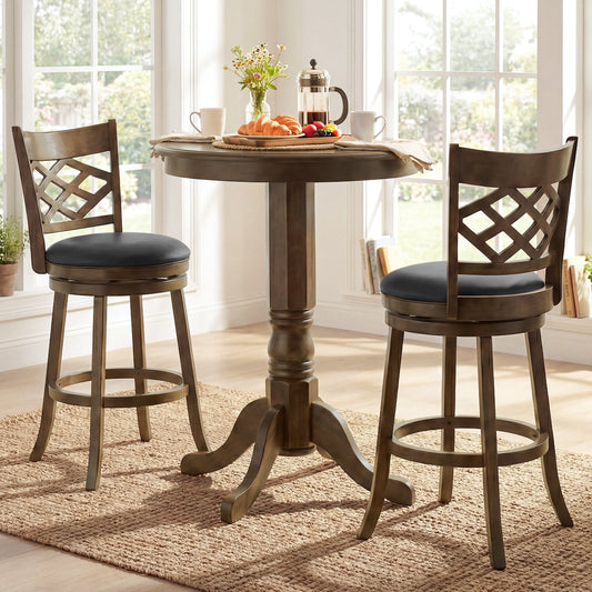 26 Inch Counter Height Bar Stools Set of 2 with Rubber Wood Frame - Tampa Home & Garden Store