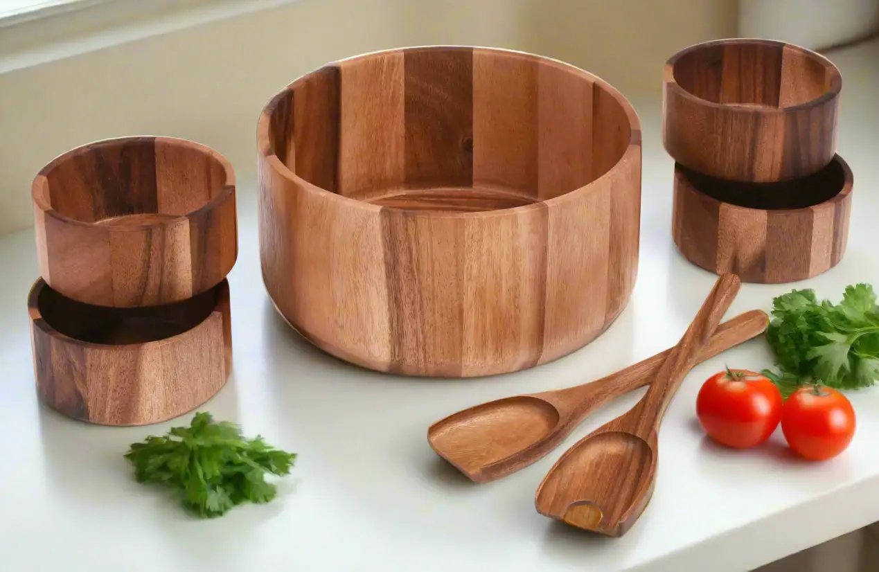 Extra Large Salad Bowl with Servers and 4 Individuals - 327C7 - Tampa Home & Garden Store
