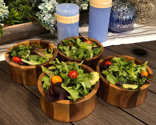 Acacia wood salad bowls set of four by Kalmar Home on Tampa Home & Garden Store
