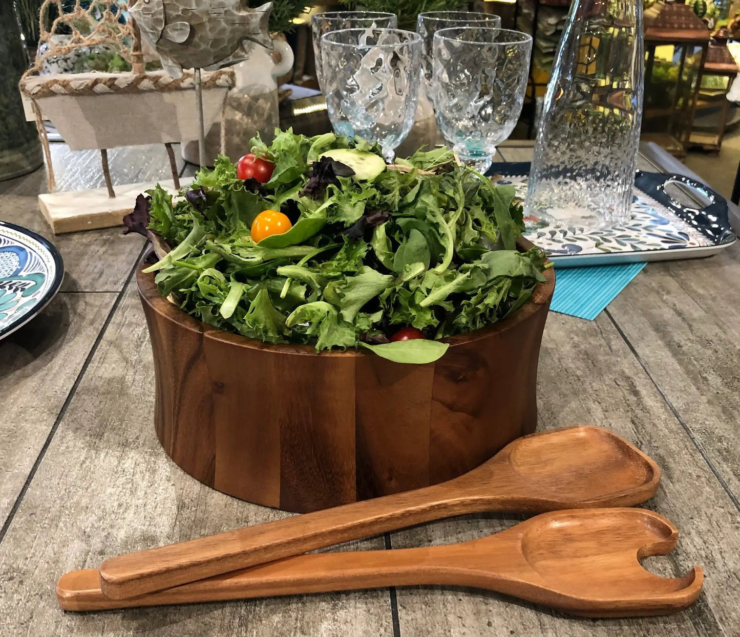Large Salad Bowl with Servers - 328B3 - Tampa Home & Garden Store