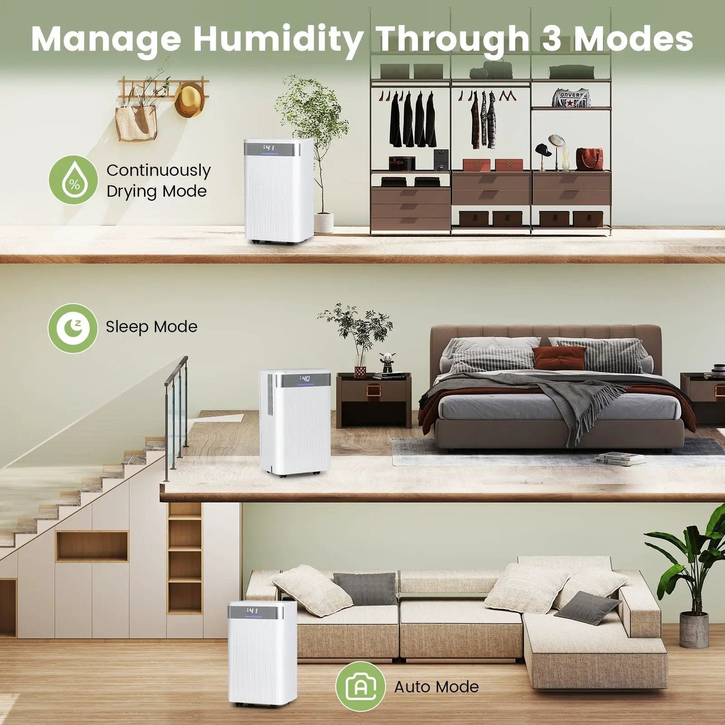 DirectDeals 32 Pints Quiet Dehumidifier, white for 2000 sq ft, 2 units shown on Tampa Home & Garden Store