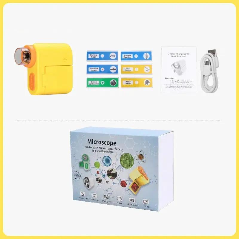 Handheld camera microscope for kids 1000x in bright yellow with slide packs and USB cable on Tampa Home & Garden Store