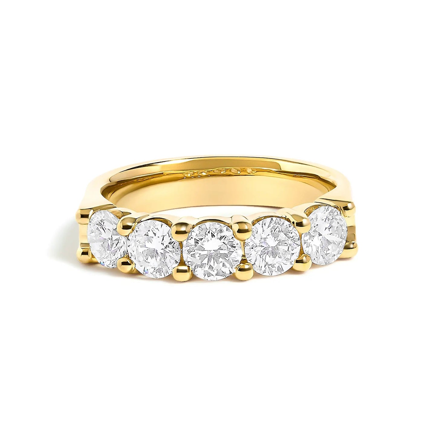 Ring gold-tone five-stone diamond band with prong-set round stones on Tampa Home & Garden Store