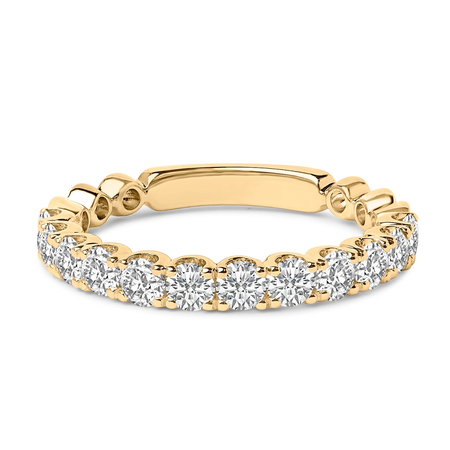 14K white gold wedding band with 1.00 ct tw round diamonds prong-set two-tone gold on Tampa Home & Garden Store
