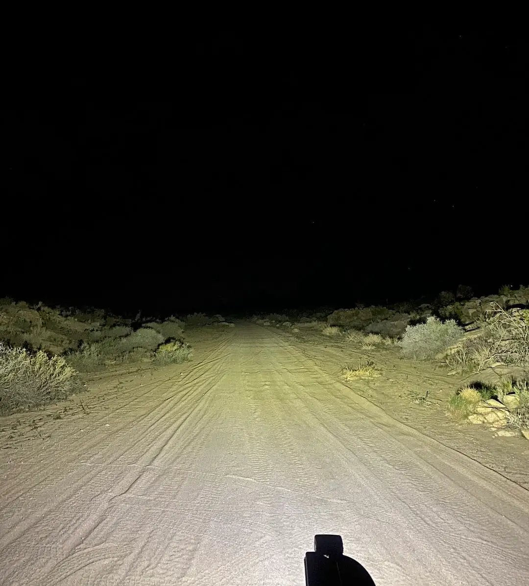 GP10 Flood Offroad LED Pod white 10W chips lighting a nighttime desert dirt road on Tampa Home & Garden Store