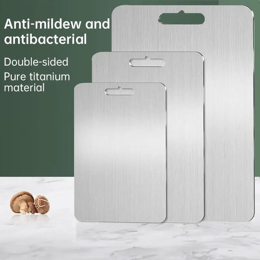 Medical grade titanium double sided cutting board set of three with brushed finish on Tampa Home & Garden Store