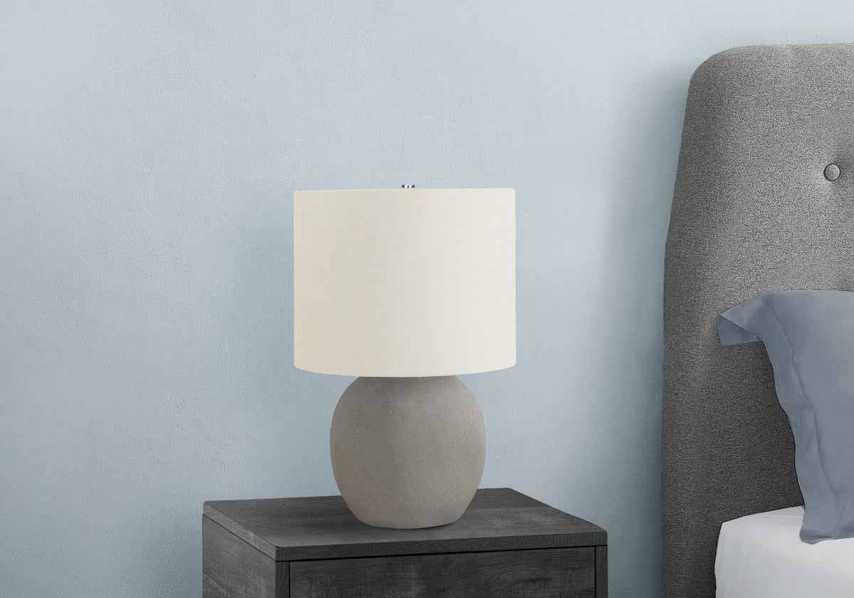 Table lamp with gray concrete base and cream shade by HouseOfZazla on Tampa Home & Garden Store