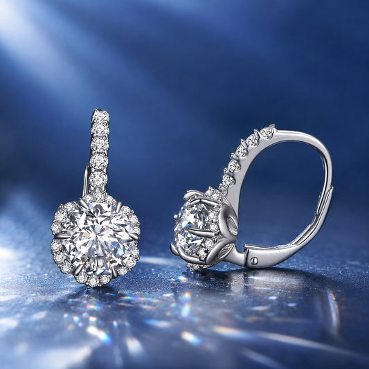 Earrings 925 Sterling Silver Moissanite 6.5 Carat halo setting by Bids.com on Tampa Home & Garden Store