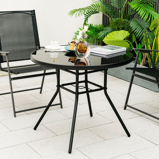 34 Inch Patio Dining Table with 1.5 inch Umbrella Hole for Garden - Tampa Home & Garden Store