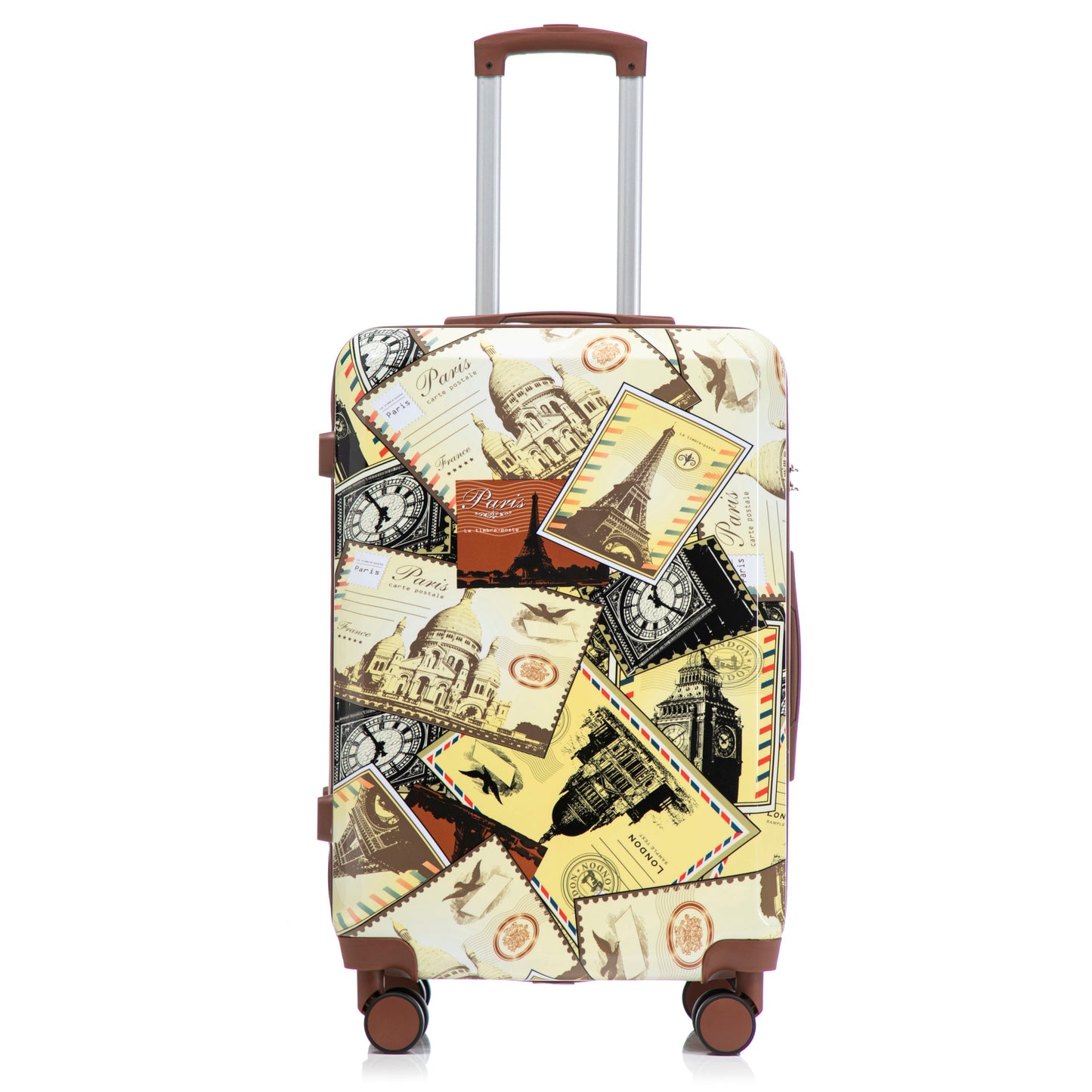 3-Piece HouseOfZazla luggage set with printed travel pattern hard-shell spinner suitcase on Tampa Home & Garden Store
