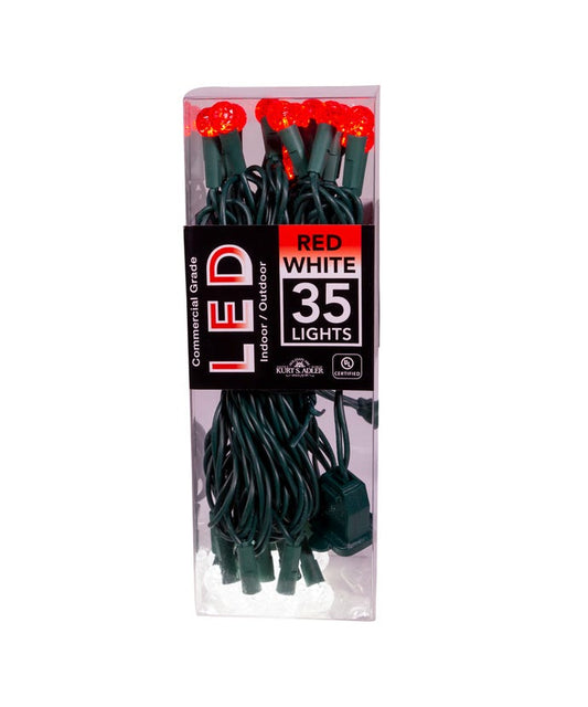 35-Light Red and White G12 Frosted Green Wire LED Light Set - Tampa Home & Garden Store