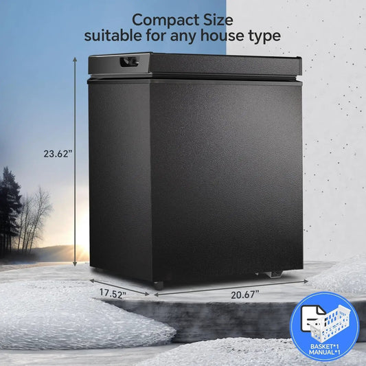 Kismile 3.5 cu ft chest freezer with 2 removable baskets black on Tampa Home & Garden Store