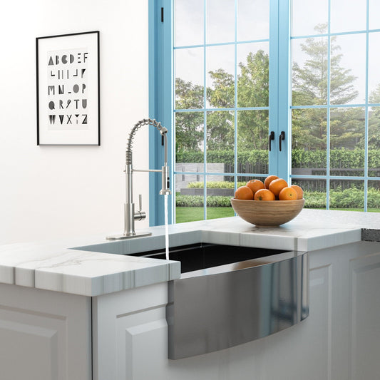 21in kitchen faucet with dual-function pull-down sprayhead, brushed nickel finish on Tampa Home & Garden Store