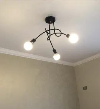 Decorbites Iron Art minimalist ceiling lamp black iron tube chandelier with three bulbs on Tampa Home & Garden Store
