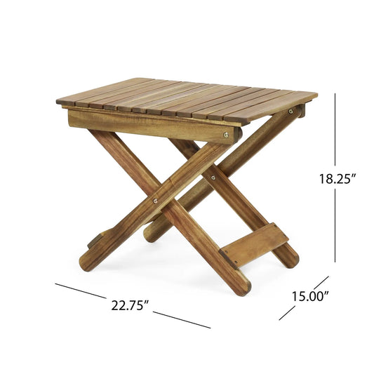 Outdoor folding wooden side table natural finish, poolside table by VIP Digital Presence on Tampa Home & Garden Store