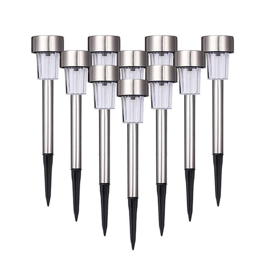 Stevvex stainless steel solar LED landscape stake lights, 9-pack for yard pathway on Tampa Home & Garden Store