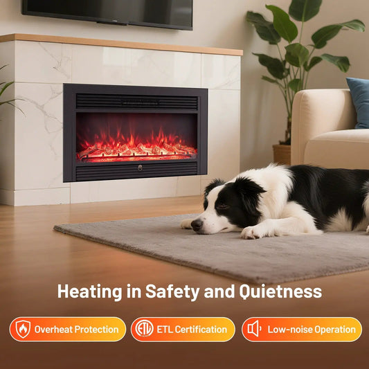 DirectDeals 33/36-Inch Electric Fireplace Insert 750W/1500W with black frame on Tampa Home & Garden Store