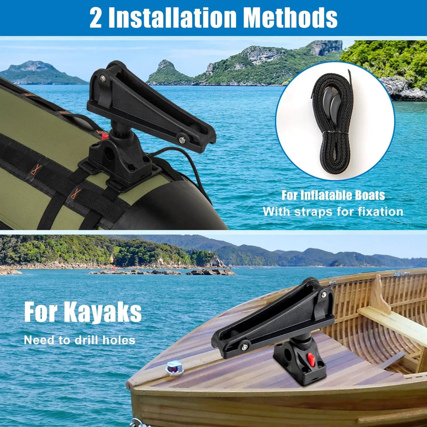 360° Rotatable Kayak Fishing Accessory Set DirectDeals 3-piece with adjustable mount on Tampa Home & Garden Store