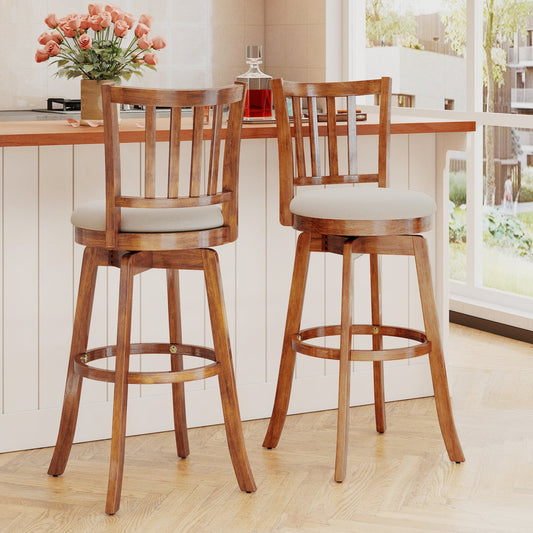 360° Rotating Counter Height Chairs Set of 2 with Upholstered Seat and Backrest - Tampa Home & Garden Store