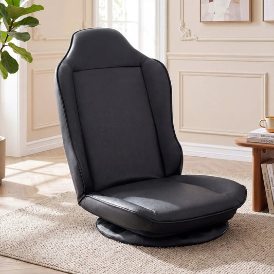 360° Swivel Floor Gaming Chair with Adjustable Backrest by DirectDeals in black faux leather on Tampa Home & Garden Store
