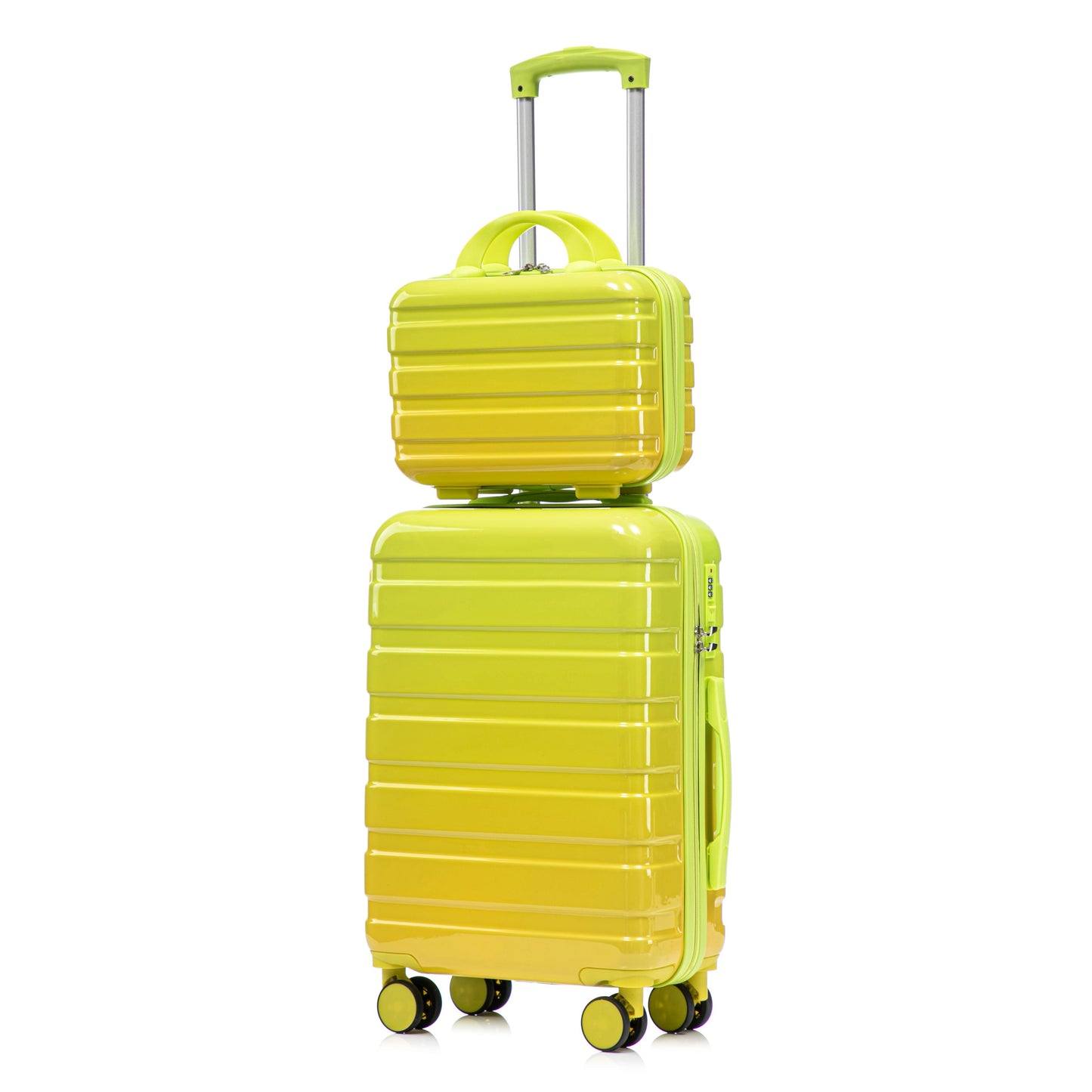 Luggage set HouseOfZazla neon lime gradient with locking zipper and 4-spinner wheels on Tampa Home & Garden Store