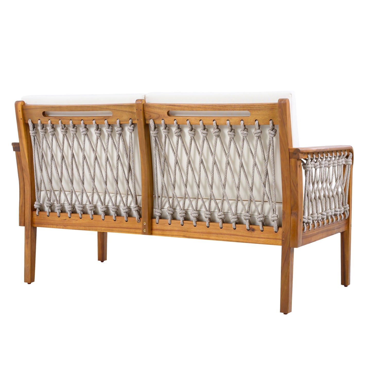 Outdoor Acacia Wood Loveseat and Coffee Table Set