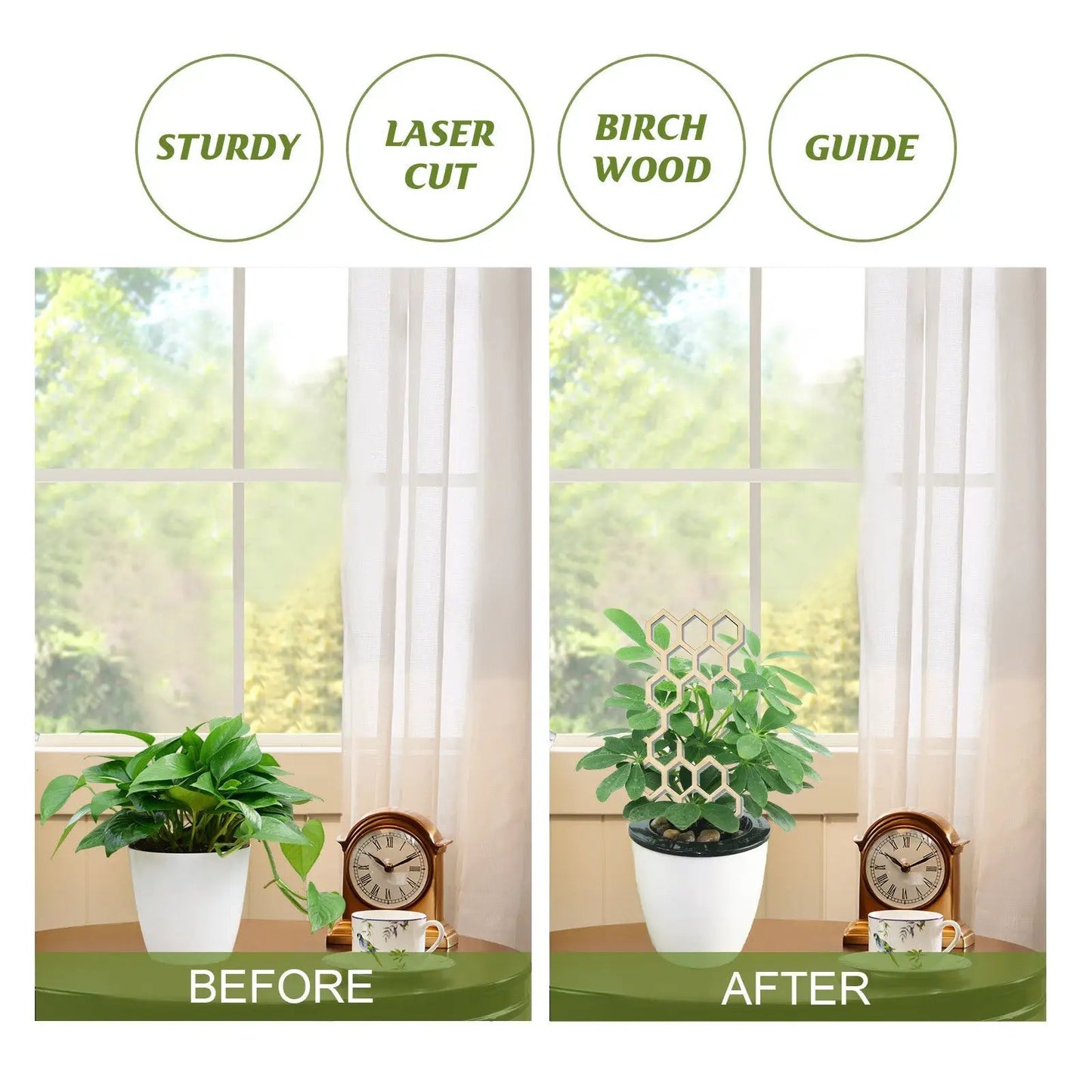 Garden Plant Trellis for Wooden Balcony Pergola honeycomb lattice with potted plant, before-after on Tampa Home & Garden Store