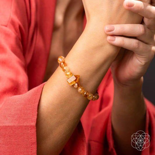 365 Days of Brilliance Citrine Bracelet; amber citrine beads with square accent Conscious Items on Tampa Home & Garden Store