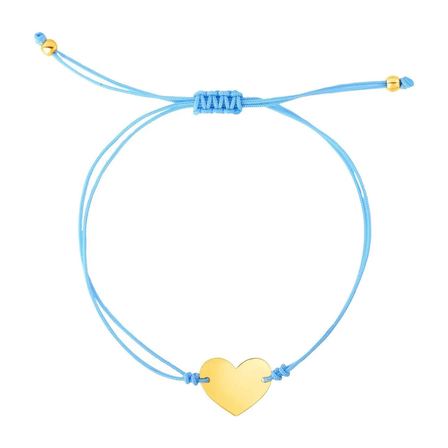 Adjustable blue cord bracelet with a gold heart charm and sliding knot accents on Tampa Home & Garden Store