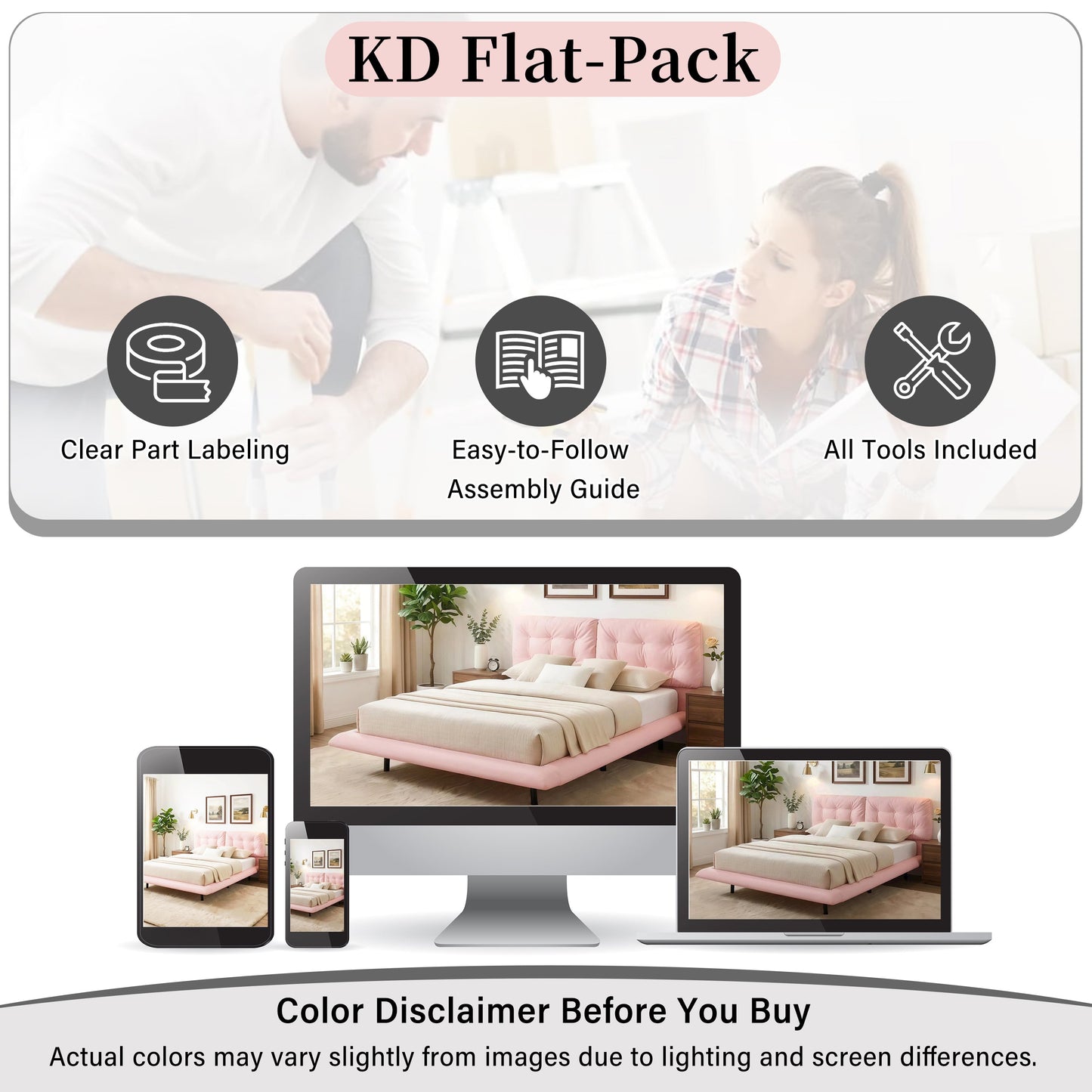 Queen Size Upholstered Bed Frame with Led Lights