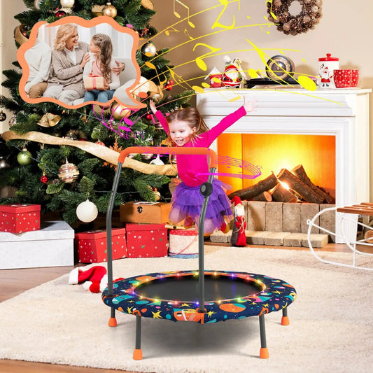 36 Inch Mini Trampoline with LED Lights, star-pattern mat, orange legs DirectDeals on Tampa Home & Garden Store